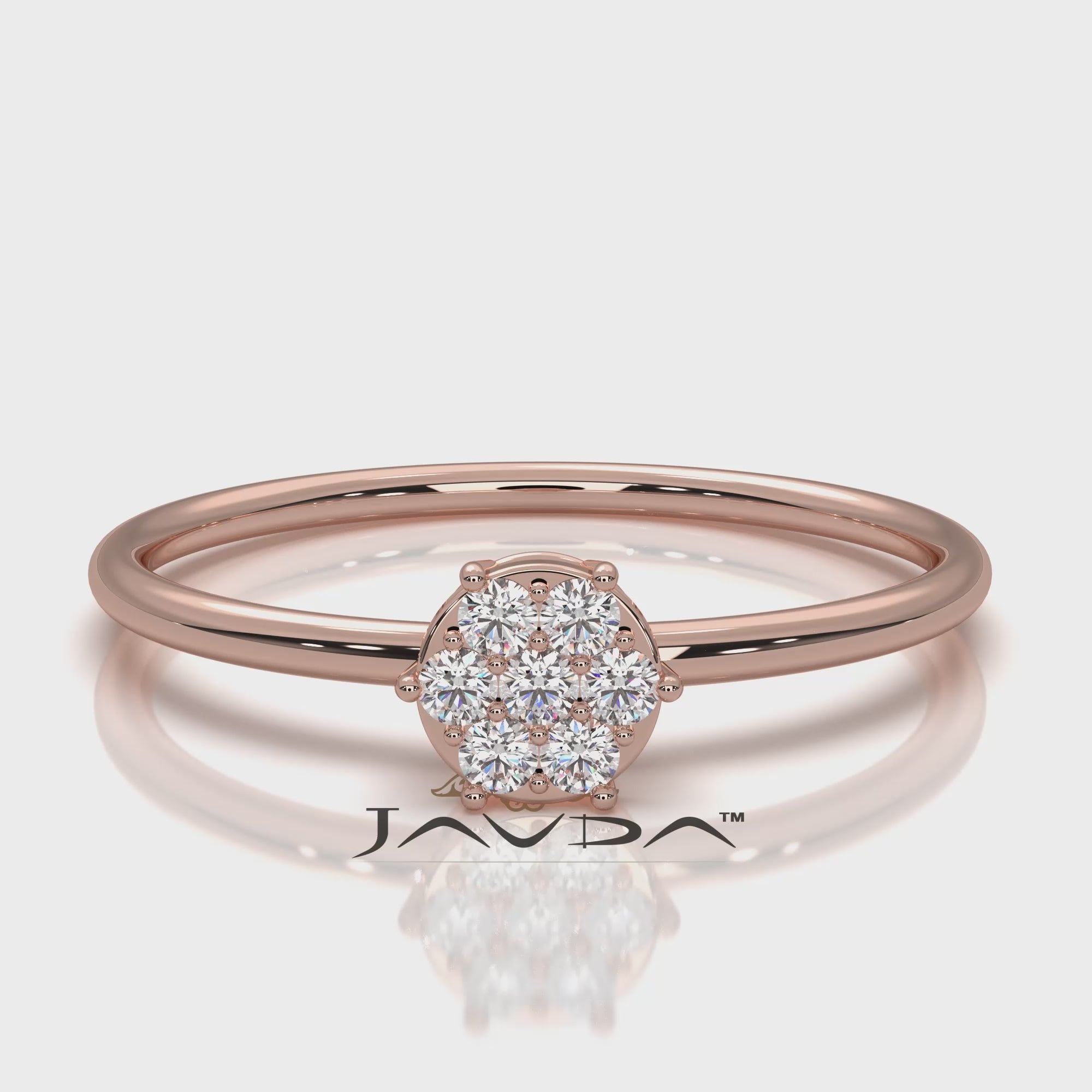 Minimalist Fashionable Petite Round Lab Diamond Prong Set Ring 0.09ctw.